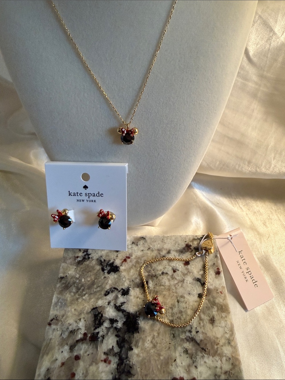kate spade Gold-tone Garnet and Red Crystal Minnie Jewelry Set